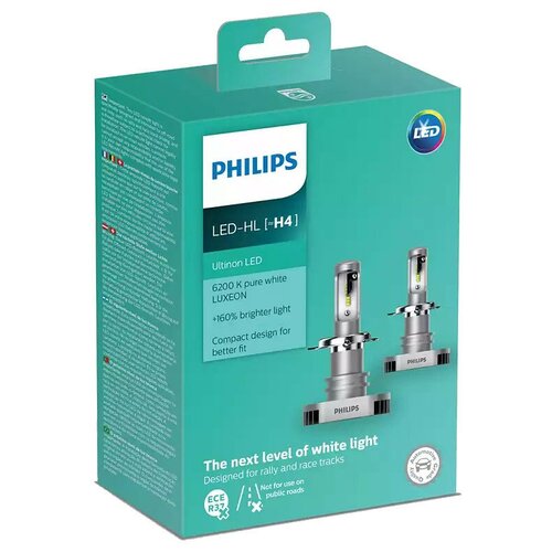 Светодиодная лампа PHILIPS H4 Ultinon LED 6200K 2 шт, 11342ULWX2