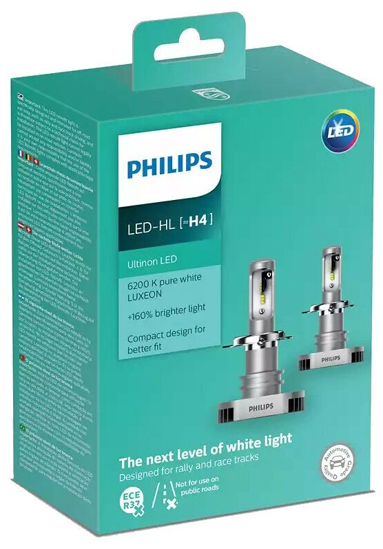 Набор Автоламп Led Philips 11342ulwx2 H4 12v 15w P43t Ultinon Led 6200к (К2/12) Philips арт. 11342ULWX2