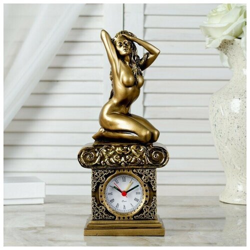 фото Часы настольные "эрато", цвет золото, 26х11.5х7.5 см 3940716 yandex market