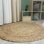 Коврик из джута, круглый джутовый коврик, диаметр 100 см, цвет светло-коричневый (ручная работа)