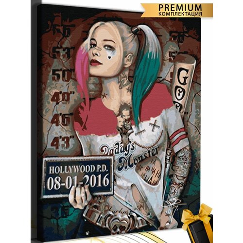 Картина по номерам Харли Квин джокер и харли квин с автоматом раскраска картина по номерам на холсте