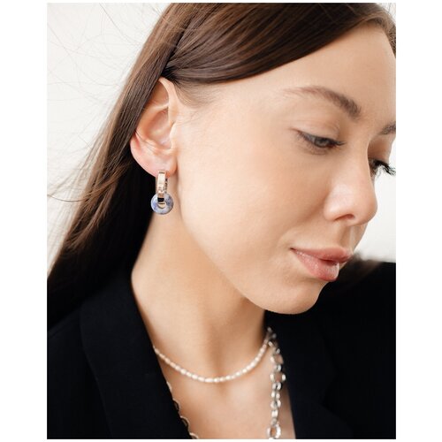 Серьги JIWA, содалит, размер/диаметр 20 мм, серебряный, серый