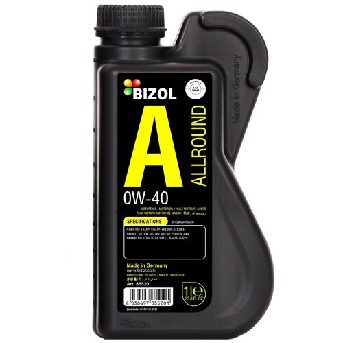 Синтетическое моторное масло BIZOL Allround 0W-40, 4 л