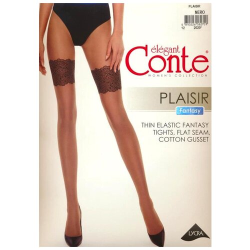 Колготки  Conte Elegant Plaisir, 20 den, с ластовицей, размер 3, черный