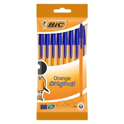 фото Bic набор шариковых ручек orange original, 0.3 мм, 8 шт. (919228), синий цвет чернил