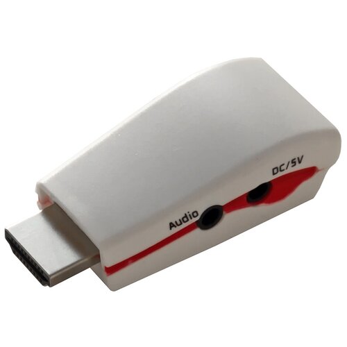 Видео адаптер 5Bites AP-022 HDMI на VGA 19M/15F + аудио 3.5 мм с дополнительным питанием белый конвертер с hdmi на vga с аудио и дополнительным питанием