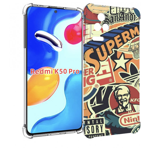 Чехол MyPads Лейблы-на-постере для Xiaomi Redmi K50 / K50 Pro задняя-панель-накладка-бампер