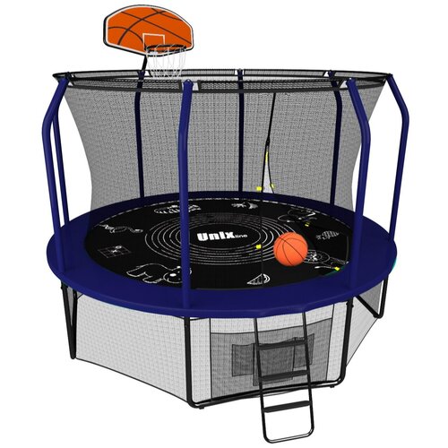 фото Каркасный батут unix line 8ft basketball supreme 244х244х241 см blue