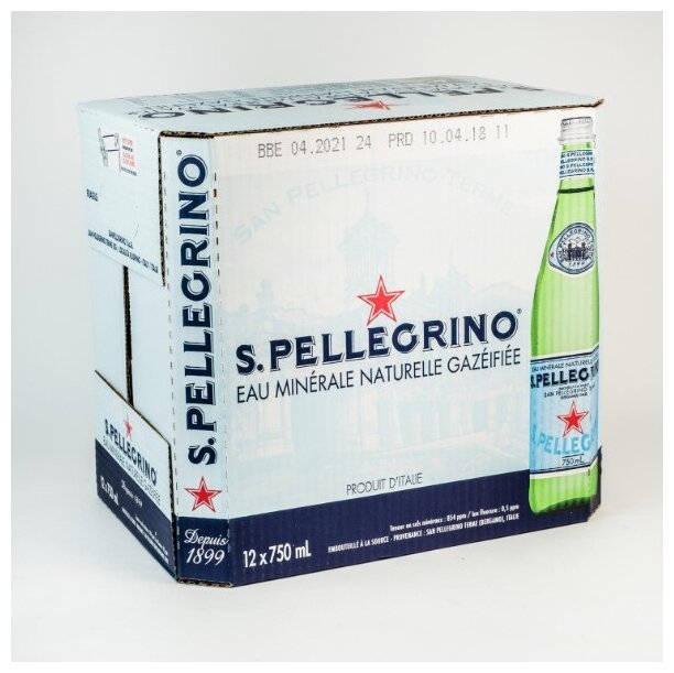 Вода San Pellegrino / Сан Пеллегрино 0.75 литра, газ, стекло, 12 шт. в уп.