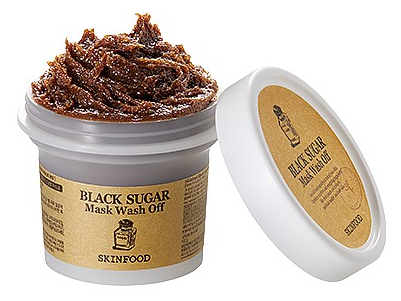 Маска отшелушивающая с черным сахаром SKINFOOD Black Sugar Mask Wash Off 100g