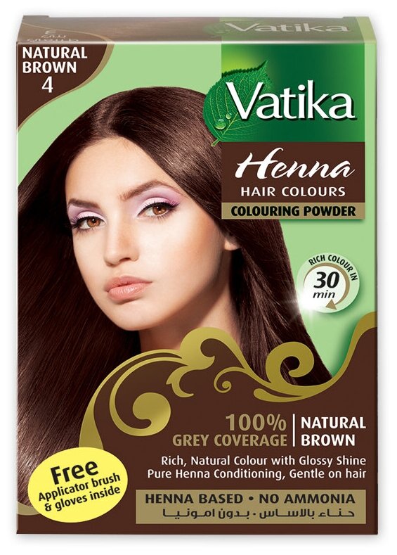 Хна для волос VATIKA HENNA HAIR COLOURS NATURAL BROWN (коричневая) (6х10 гр.)