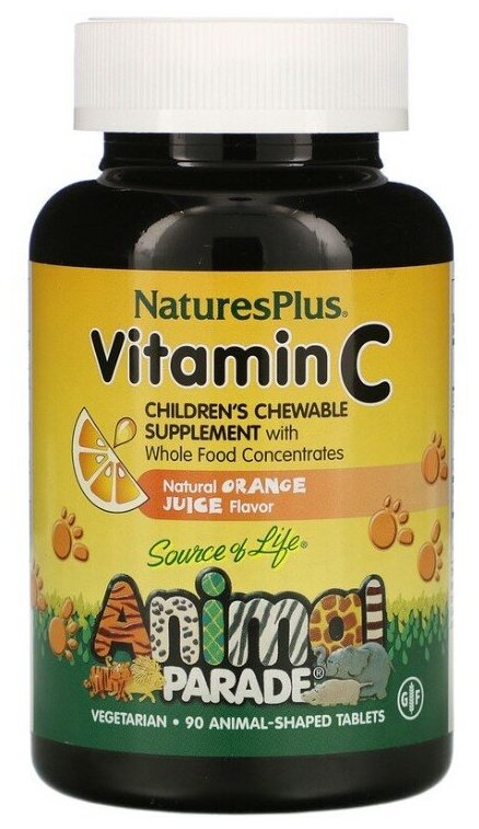 Vitamin C (Витамин С) для детей апельсиновый вкус 90 таблеток (Nature's Plus)