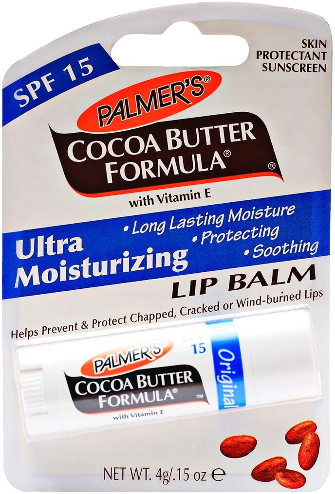Palmer's Увлажняющий бальзам для губ, гигиеническая помада, с маслом какао, витамином Е и SPF 15, 4 г