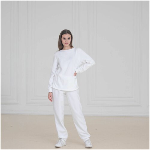 фото Белый флисовый костюм «просто» женский, размер m (46) кофтёныши