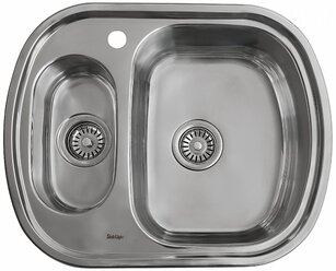 мойка кухонная из нержавеющей стали врезная двойная 60х49 см. SINKLIGHT N 6049 R 0.8/180 1.5P глянец