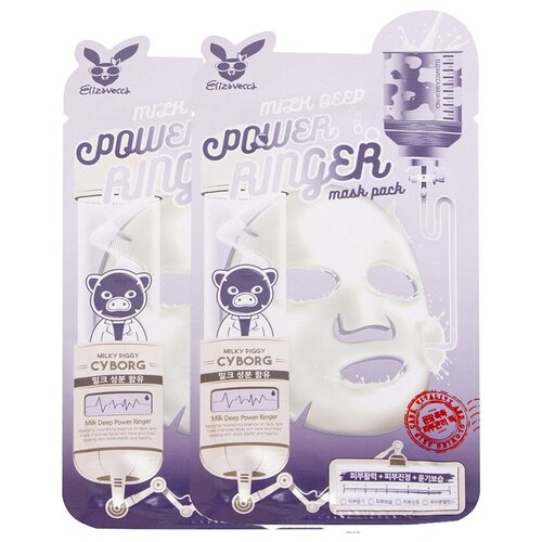 фото Elizavecca тканевая маска с молочными протеинами milk deep power ringer mask pack, 23 мл, 2 уп.