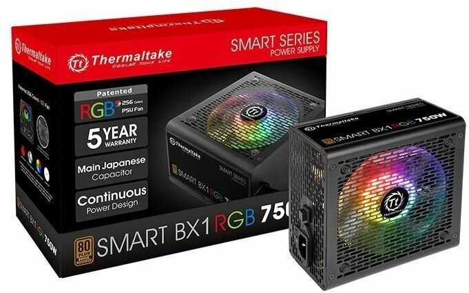 Блок питания Thermaltake Smart BX1 RGB, 750Вт, 120мм, черный, retail ps-spr-0750nhsabe-1