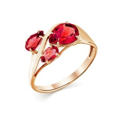 Кольцо MAGIC STONES, красное золото, 585 проба, корунд, размер 17.5 кольцо женское из розового золота 585 пробы с рубином в форме маркиза
