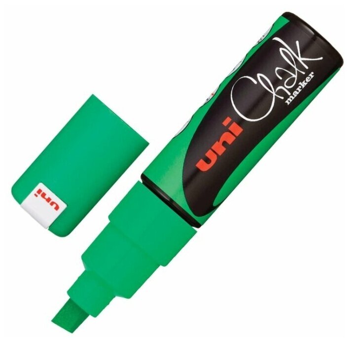 Маркер - мелковый Chalk PWE-8K, флуоресцентно-зелёный, до 8.0 мм.