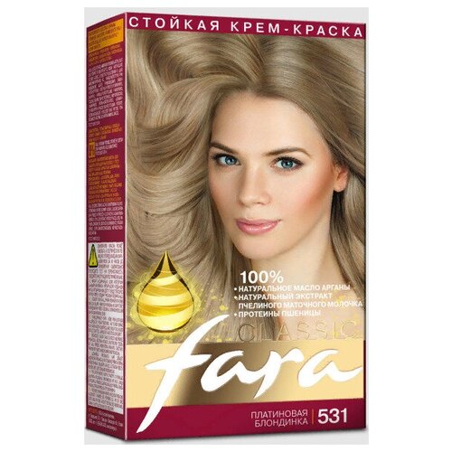 FARA стойкая крем-краска для волос FARA Classic 531 платиновая блондинка, 115 мл