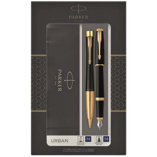 Подарочный набор из 2-х ручек Parker URBAN Muted black GT перьевая+шариковая ручки