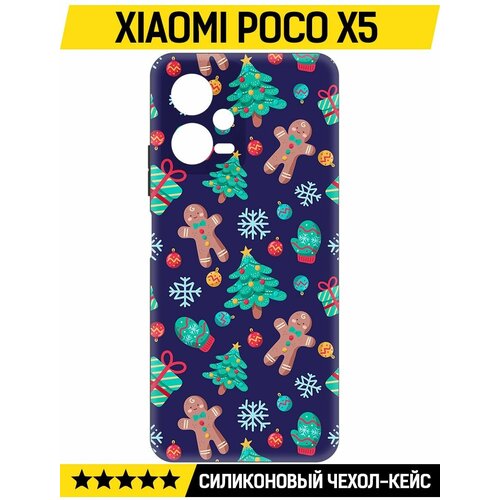 Чехол-накладка Krutoff Soft Case Прянички и елочки для Xiaomi Poco X5 черный чехол накладка krutoff soft case прянички и елочки для xiaomi poco m4 5g черный
