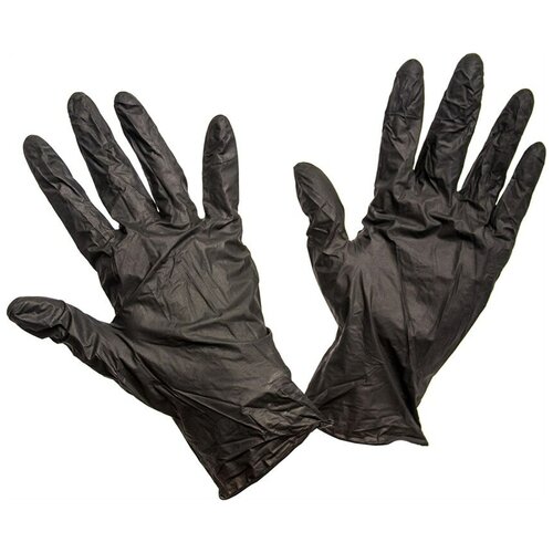 Перчатки виниловые черные, S (50пар)