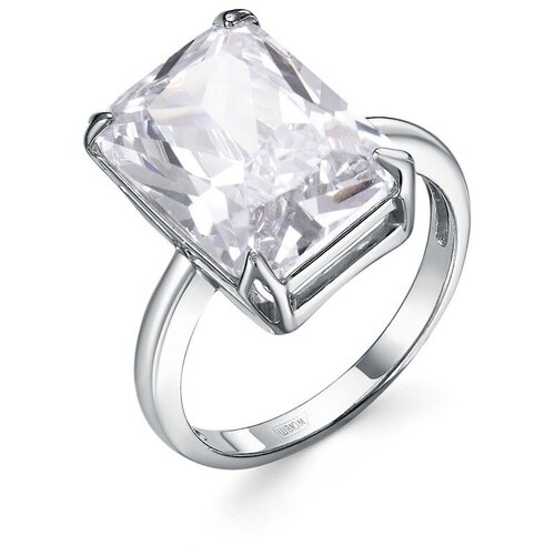 фото Серебряное кольцо 925 пробы с платинированием с большим центральным камнем she jewelry