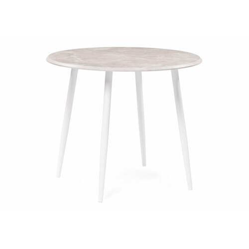 Стол круглый KAPIOVI BILIN I, серый мрамор, белые ножки
