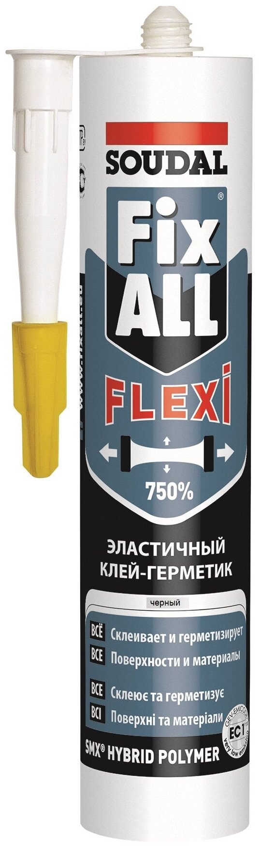 Клей-герметик Soudal Fix-All Flexi, черный, 290 мл