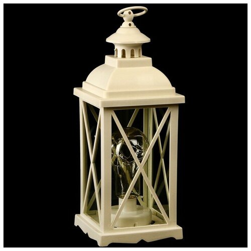 фото Лампа настольная лофт + подвес "фонарь с лампой" белая от батареек 3ааа 35х13,5х13,5 см risalux