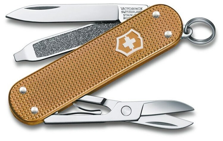 Нож-брелок VICTORINOX Classic SD Alox Colors "Wet Sand", 58 мм, 5 функций, песочный