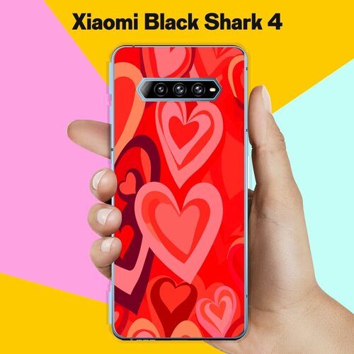 Силиконовый чехол на Xiaomi Black Shark 4 Красные Сердца / для Сяоми Блэк Шарк 4 силиконовый чехол золотые соты на сером на xiaomi black shark 2 сяоми блэк шарк 2