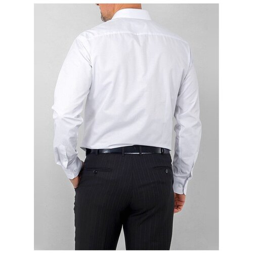 фото Рубашка мужская длинный рукав greg 111/199/5589/z, полуприталенный силуэт / regular fit, цвет белый, рост 174-184, размер ворота 43