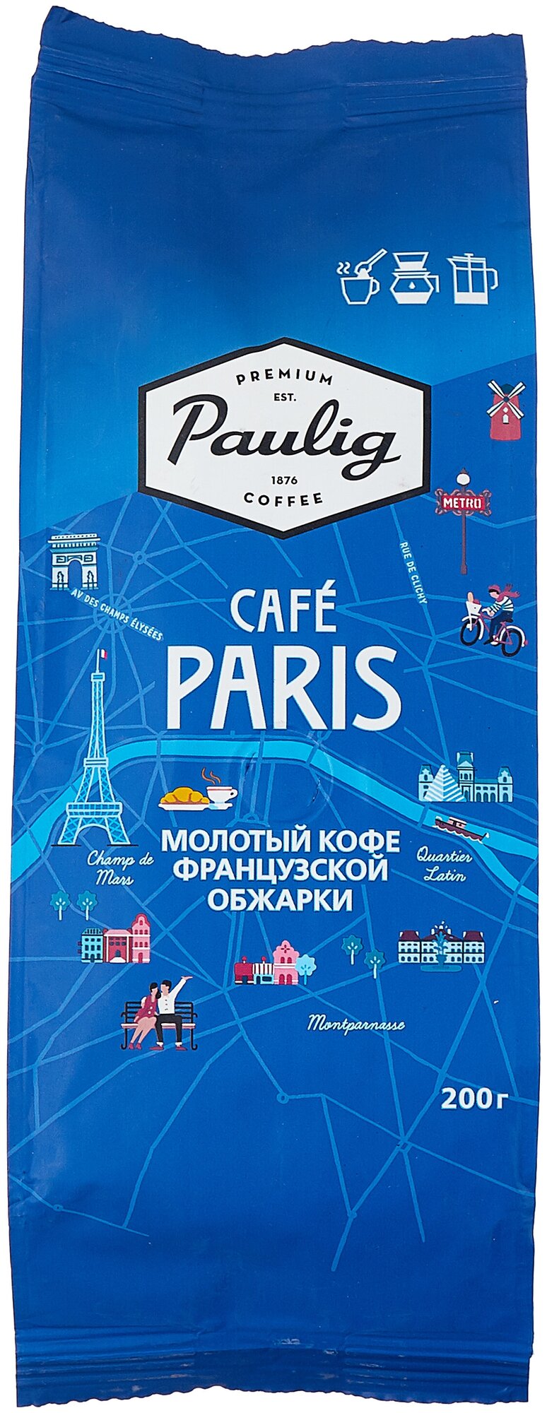 Кофе молотый Paulig Cafe Paris с нотами темного шоколада, натуральный, жареный 200 г - фотография № 3