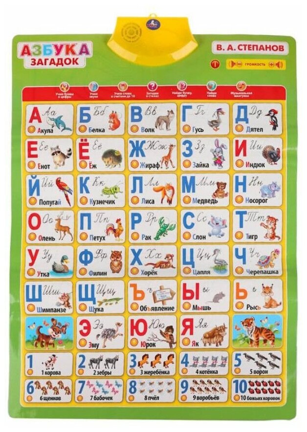 Двусторонний говорящий плакат Русско-английская азбука, Умка