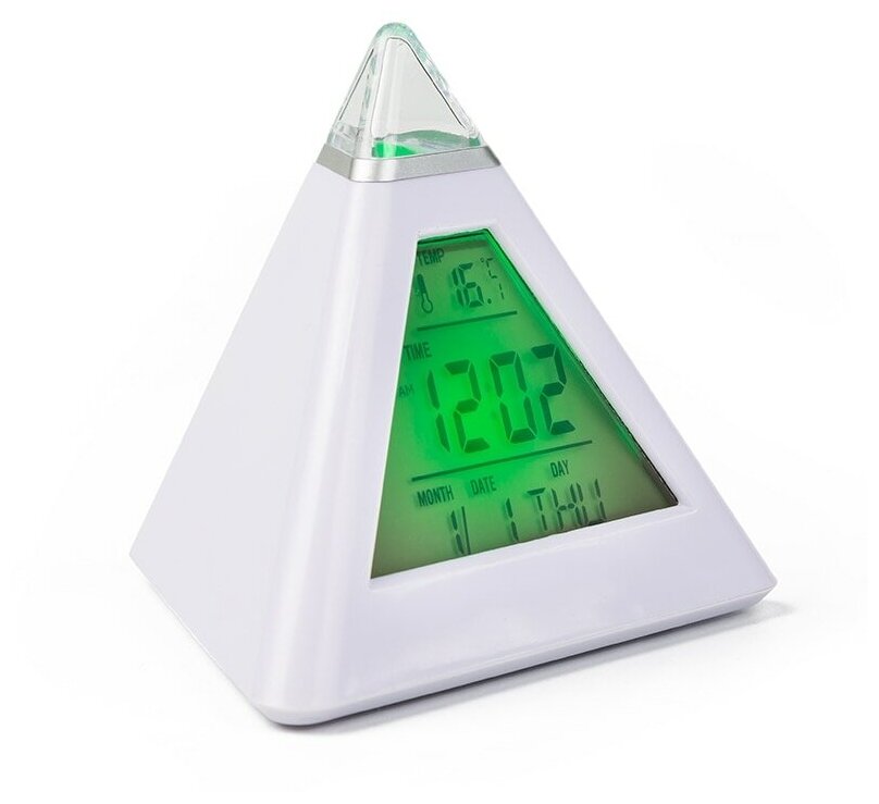 Часы-будильник Irit IR-636, термометр, календарь, форма - пирамида