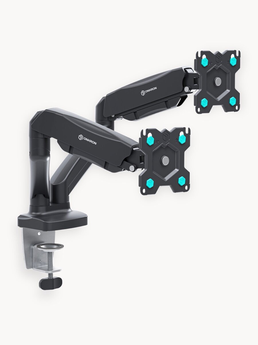 Крепление ONKRON G160 для двух мониторов 13"-32" настольное, 2 по 8 кг, газлифт, черный