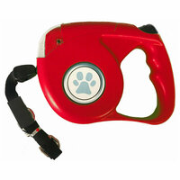 Поводок-рулетка для собак с фонариком, 5 м, до 35 кг, цвет - Красный