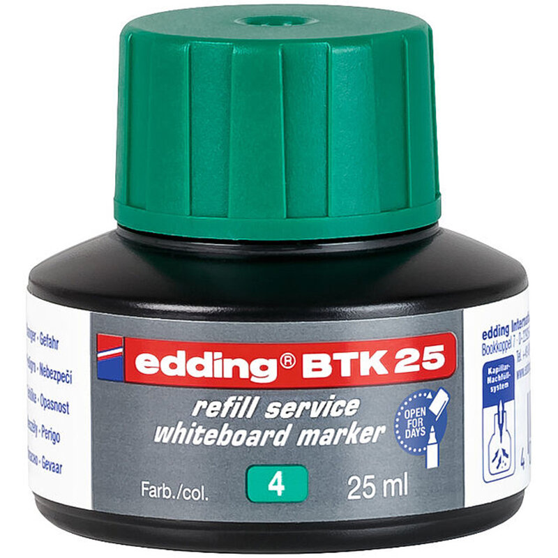 Чернила edding BTK25, для заправки, пигментные, капиллярная система, 25 мл Зеленый