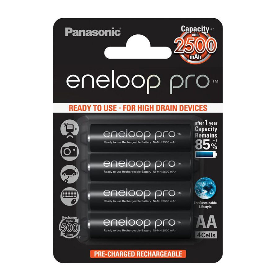 Аккумуляторы Panasonic Eneloop Pro AA 2500мАч BK-3HCDE-4BE 4шт