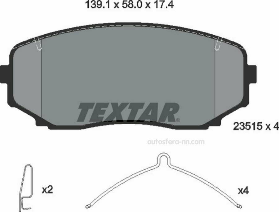 TEXTAR 2351503 Комплект тормозных колодок, перед, MITSUBISHI, PAJERO SPORT III (KS), 2351503