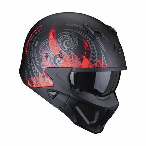SCORPION EXO Мотошлем COVERT-X TATOO, цвет Черный/Красный/Серый, Размер S