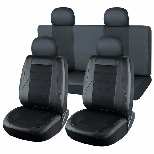 Авточехол VOIN Экокожа+сетка Universal /черный/, M