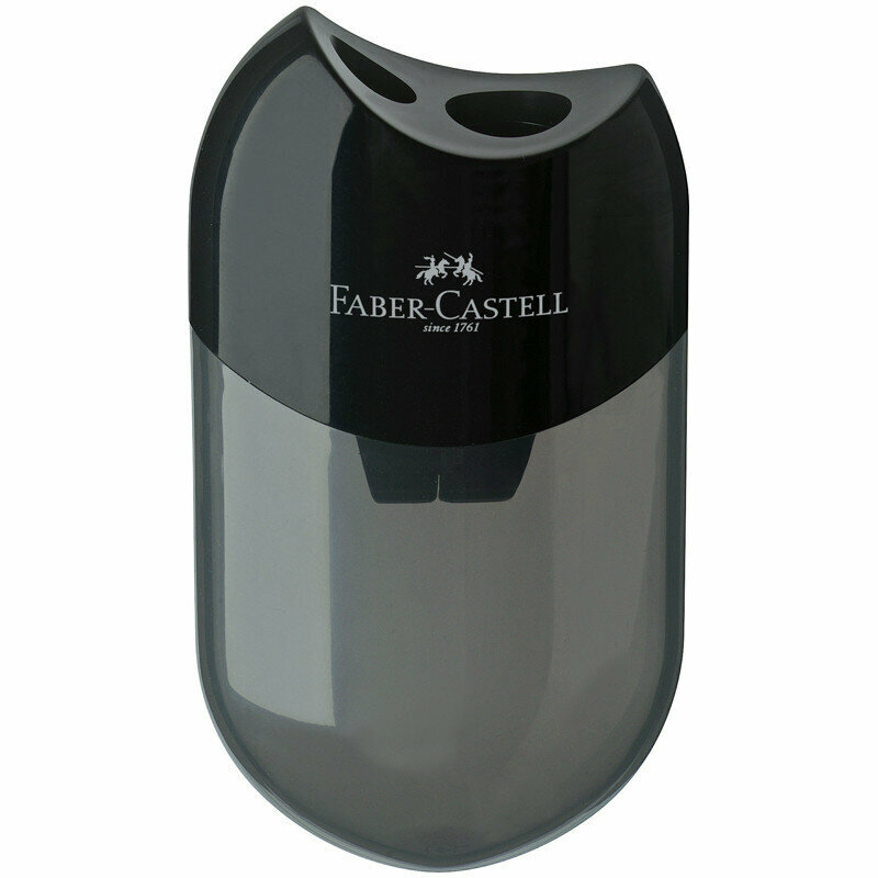 Точилка пластиковая Faber-Castell 2 отверстия, контейнер, черная, 286097