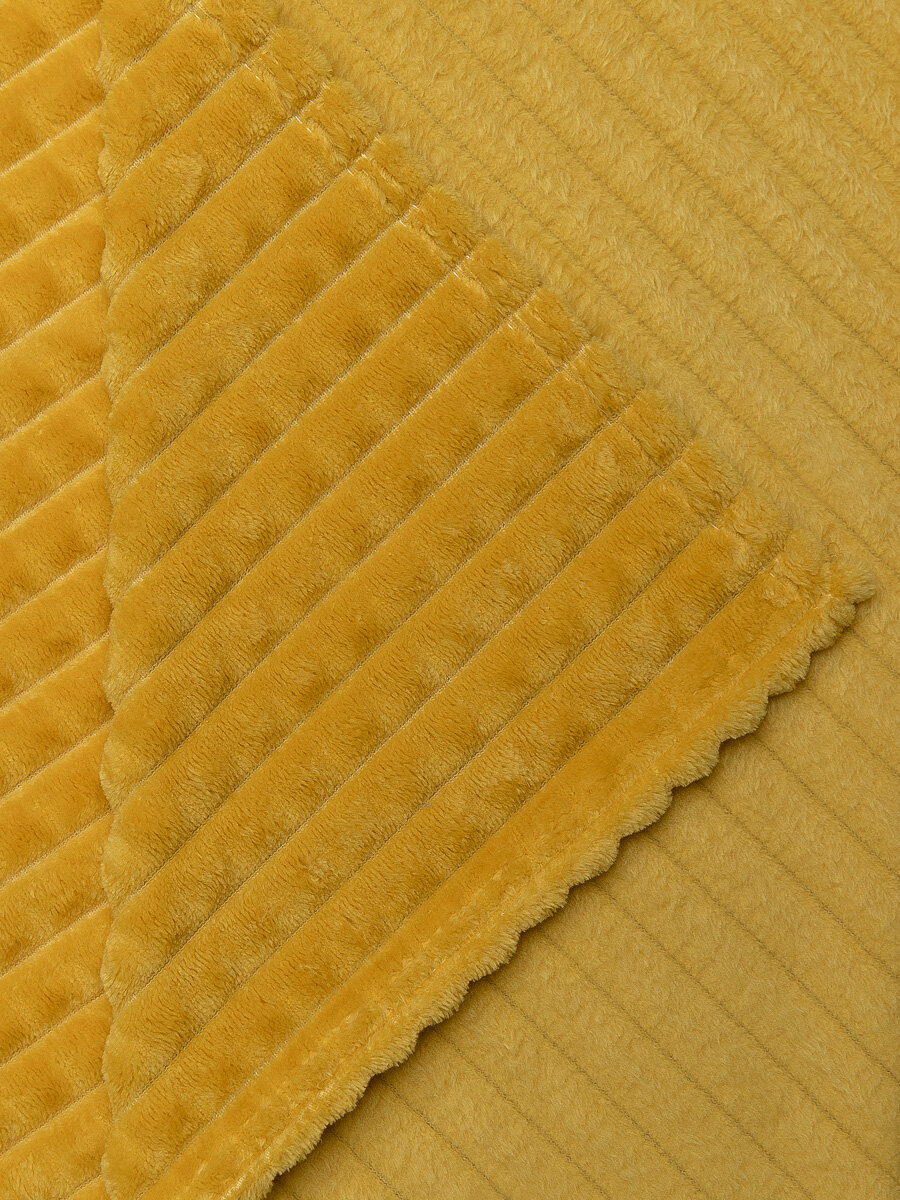 Плед TexRepublic Deco 200х220 см евро, покрывало велсофт, однотонный желтый, мягкий, плюшевый - фотография № 6