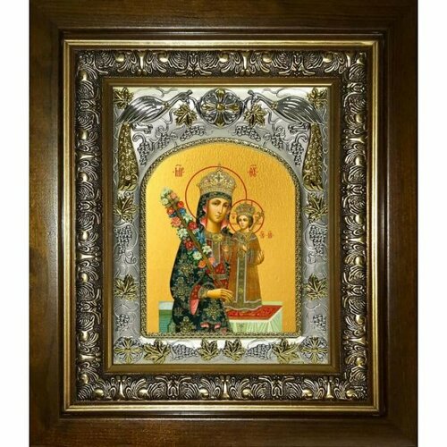Икона Божьей Матери Неувядаемый цвет, 14x18 см, в деревянном киоте 20х24 см, арт вк-3074