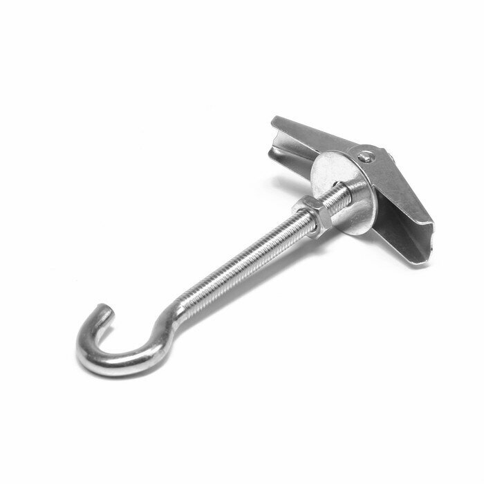 фото Складной пружинны дюбель, тундра, с крюком М6 белый цинк 1 шт