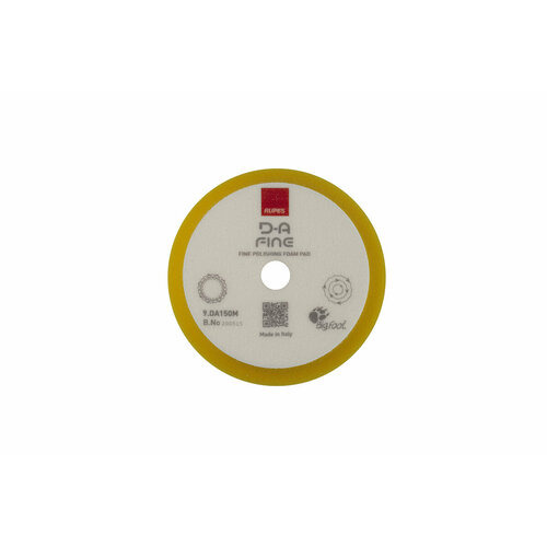Полировальный диск Rupes Ø 130/150 мм 9. DA150M, средней жесткости, желтый. Крепление: липучка (Velcro) /1 шт/