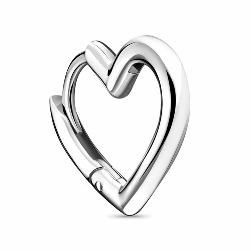 Моносерьга LU Jewel СЕРЬГА Poly Heart - 1 СЕРЬГА, серебро, 925 проба, родирование, длина 1.7 см, серебряный